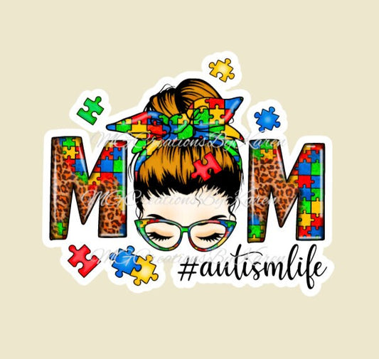 Autism mom clear acrylic blanks & vinyl decal, acrylic blank, decal, vinyl decal, cast acrylic, autism badge reel, acrylic blank