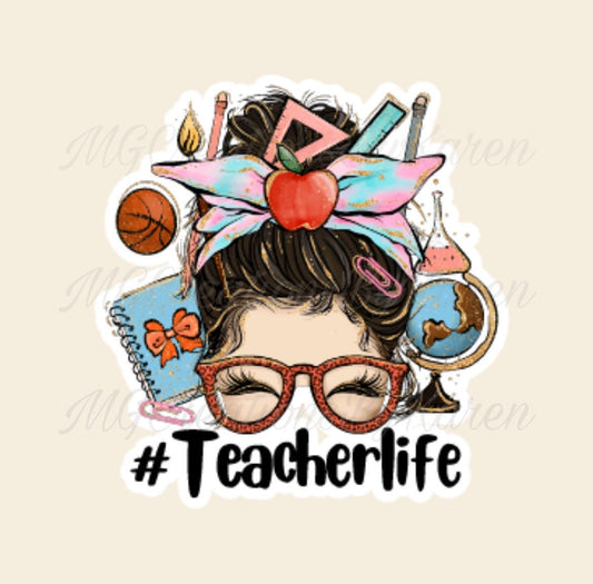 2” Teacher Life clear acrylic blanks for badge reels & vinyl decal, acrylic blank, decal, vinyl decal, cast acrylic, teacher badge reel