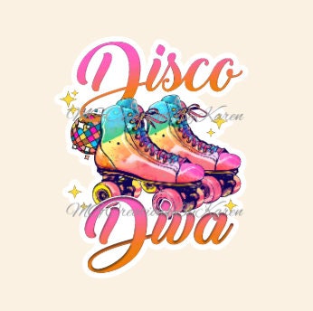 2” Disco Diva Skates acrylic blanks for badge reels & vinyl decal, acrylic blank, decal, vinyl decal, cast acrylic, Disco Diva badge reel
