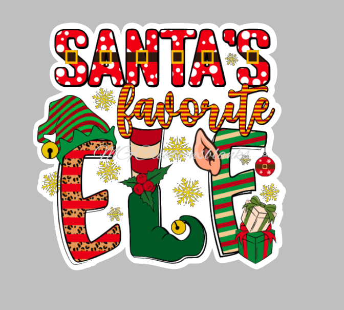 Santa’s favorite elf clear acrylic blank for badge reel with matching vinyl decal, acrylic blank, decal, vinyl decal, Christmas decal, acrylic, Santa’s favorite elf acrylic blank