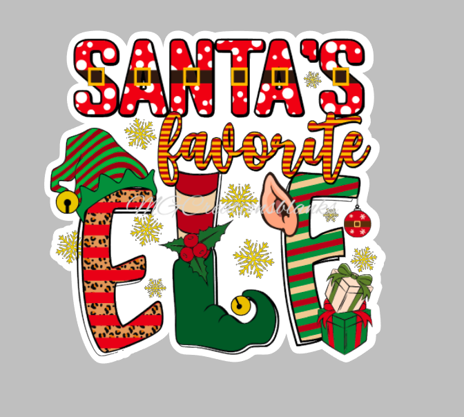 Santa’s favorite elf clear acrylic blank for badge reel with matching vinyl  decal, acrylic blank, decal, vinyl decal, Christmas decal, acrylic