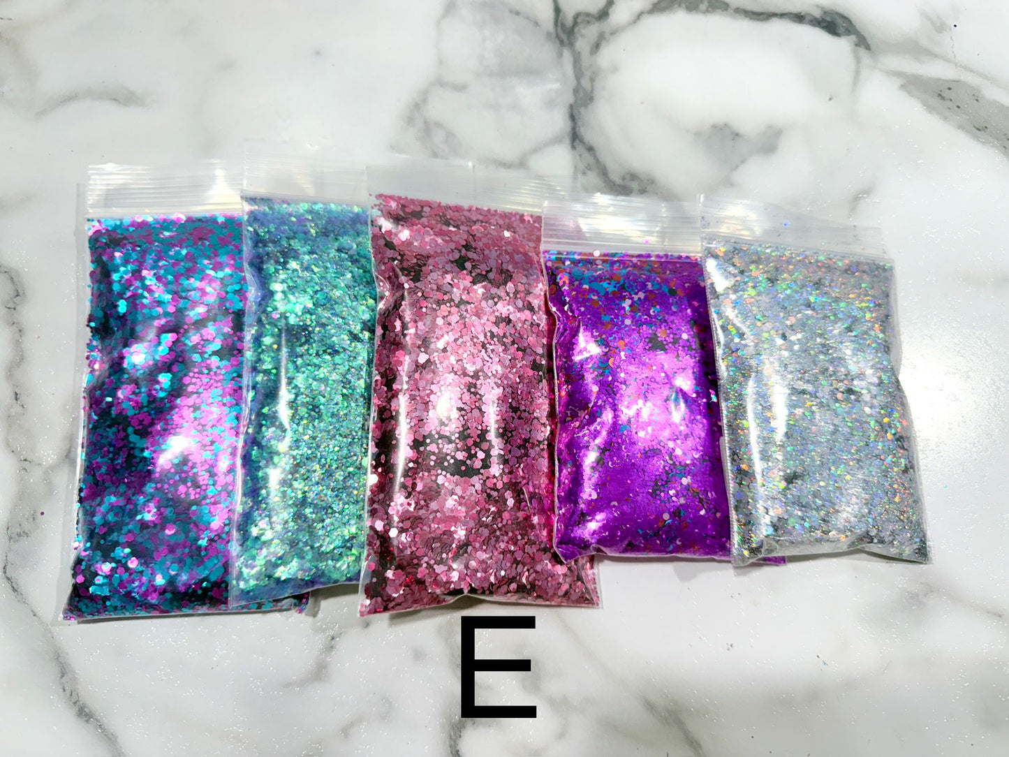 Chunky glitter destash bundle (qty 5), fine glitter bags, fine glitter, chunky glitter, craft glitter