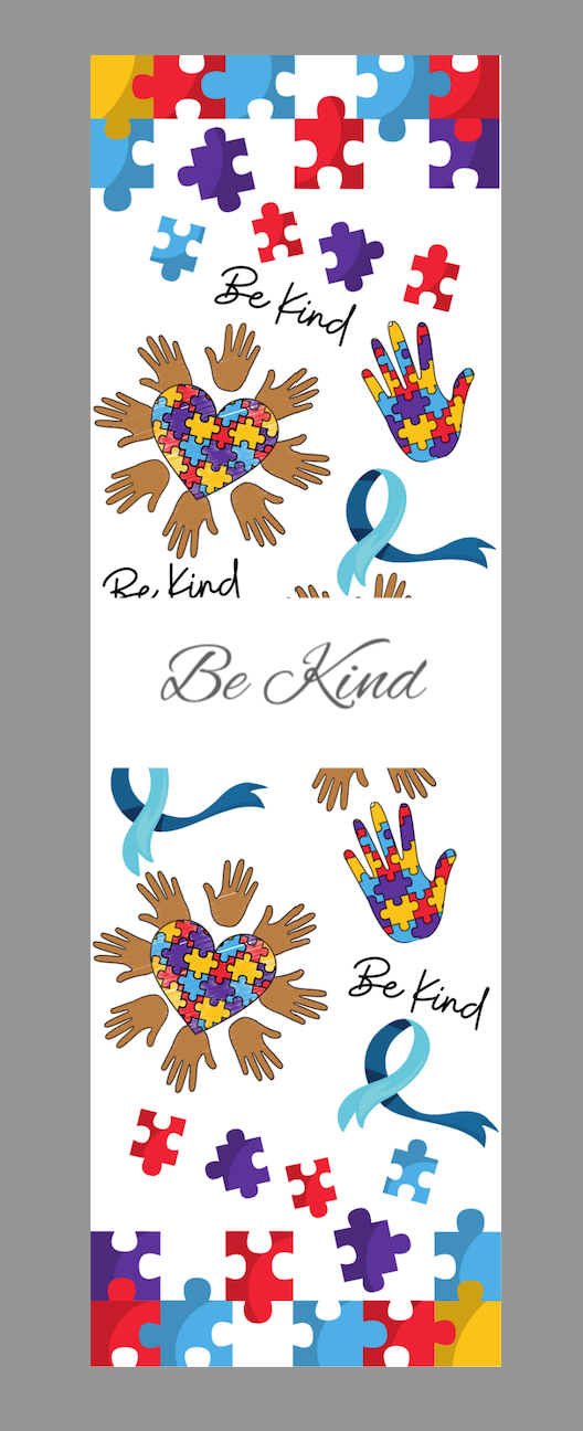 Be kind pen wrap vinyl sheet, Autism pen wrap, pen wrap vinyl print sheet, pattern vinyl for pens, pen wrap craft vinyl for Cricut and Silhouette