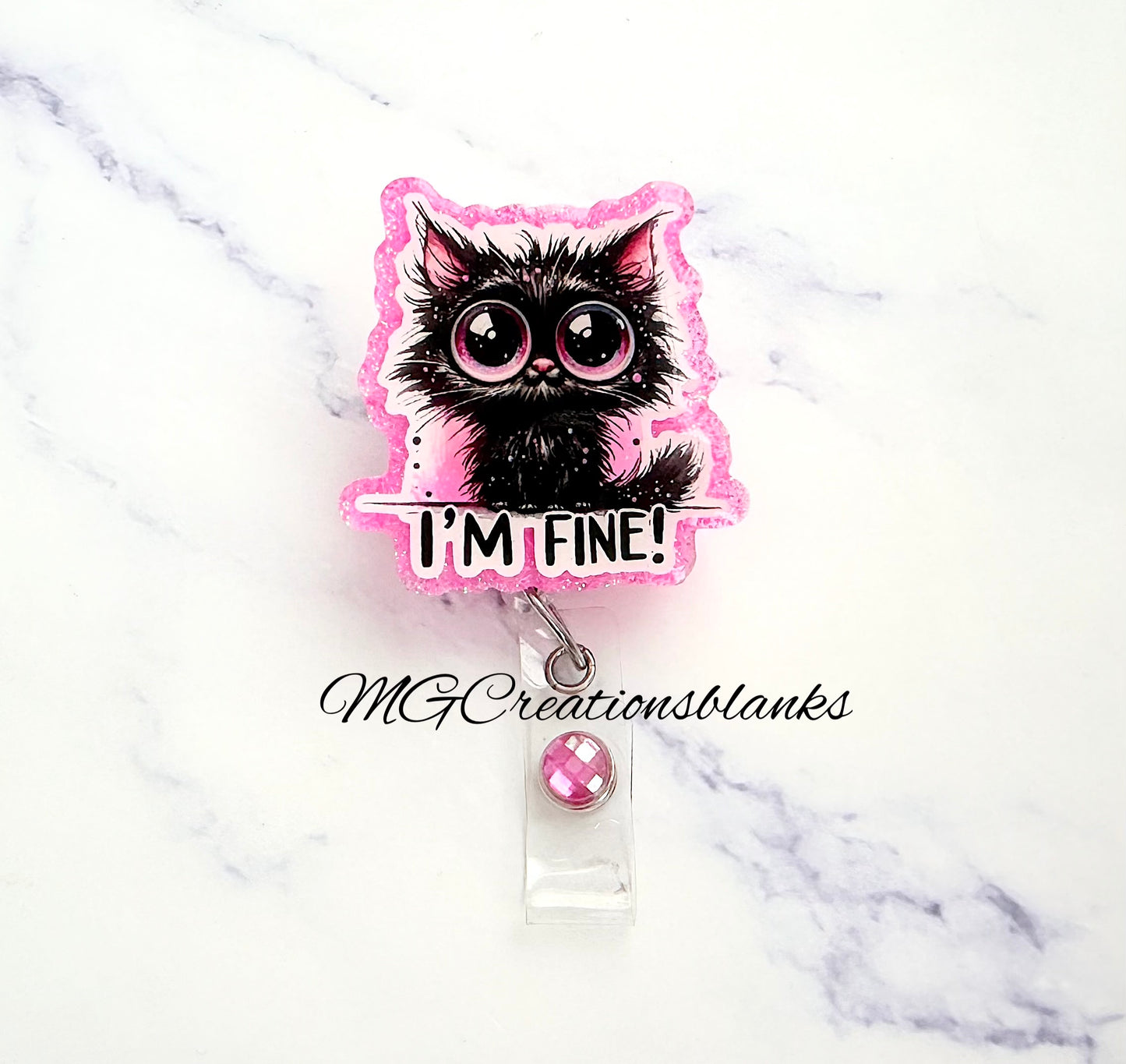 I'm fine, I'm fine, Everything is fine clear acrylic blanks & vinyl decal, acrylic blank, decal, vinyl decal, cast acrylic, It's fine badge reel, acrylic blank