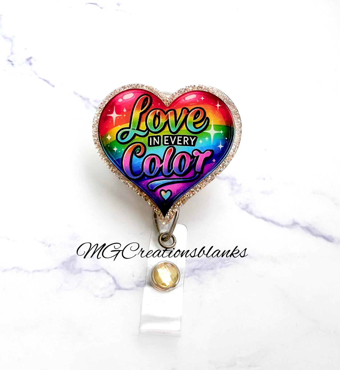 Love in every color clear acrylic blanks & vinyl decal, acrylic blank, pride decal, love vinyl decal, pride cast acrylic, Love is love badge reel, love acrylic blank