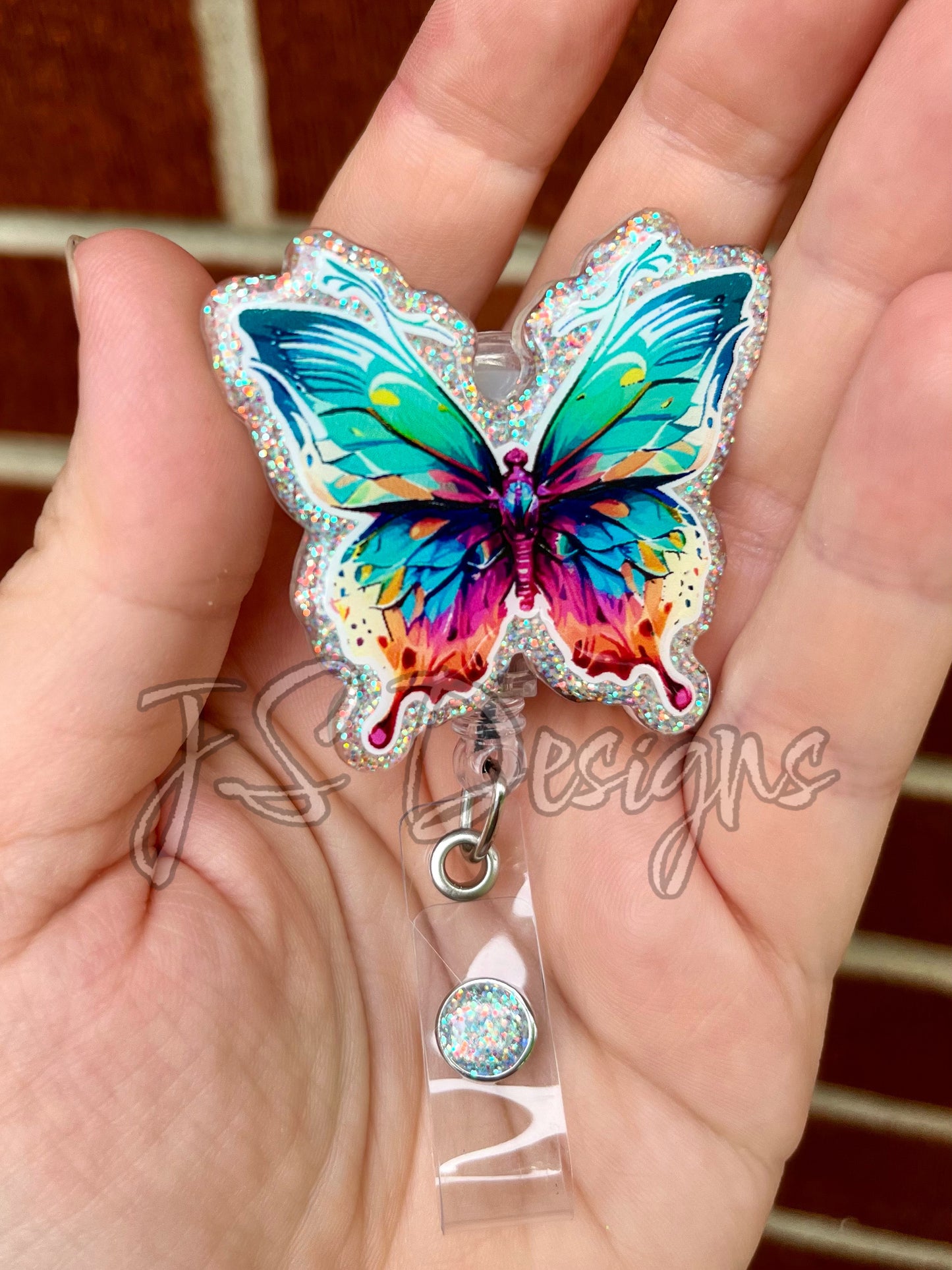 Butterfly clear acrylic blanks for badge reels with matching vinyl decal, acrylic blank, decal, vinyl decal, Butterfly decal, acrylic