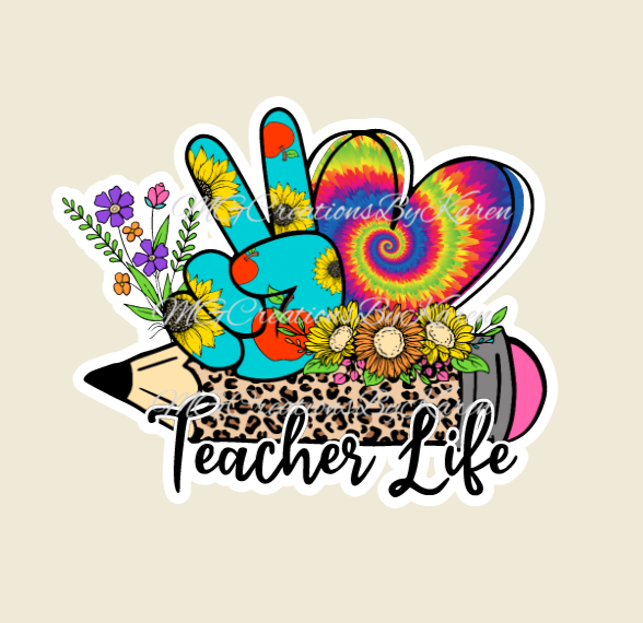 2” Teacher Life clear acrylic blanks for badge reels & vinyl decal, acrylic blank, decal, vinyl decal, cast acrylic, pencil badge reel