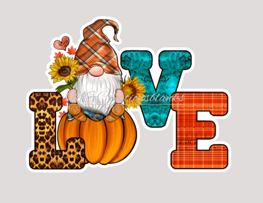 Love fall gnomes clear acrylic blanks for badge reels with matching vinyl decal, acrylic blank, decal, vinyl decal, Fall gnomes acrylic blank, gnomes