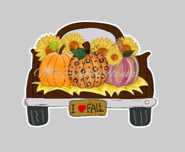 Fall pumpkin truck clear acrylic blanks for badge reels with matching vinyl decal, acrylic blank, decal, vinyl decal, Thankful Fall acrylic blank