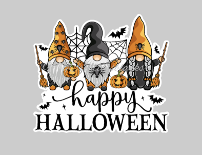 Halloween gnomes clear acrylic blanks for badge reels with matching vinyl decal, acrylic blank, decal, vinyl decal, Halloween gnomes acrylic blank, Happy Halloween gnomes