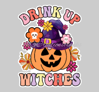 Drink up witches clear acrylic blanks for badge reels with matching vinyl decal, acrylic blank, decal, vinyl decal, Halloween witch acrylic blank, Halloween pumpkin, Drink up witches , pumpkin