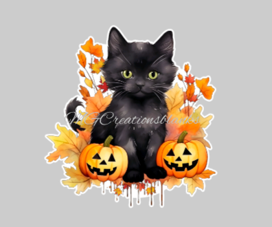 Halloween black cat clear acrylic blanks for badge reels with matching vinyl decal, acrylic blank, decal, vinyl decal, Halloween black cat acrylic blank, Halloween cat