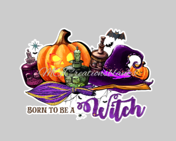 Born to be a witch clear acrylic blanks for badge reels with matching vinyl decal, acrylic blank, decal, vinyl decal, Halloween witch acrylic blank, Halloween witch