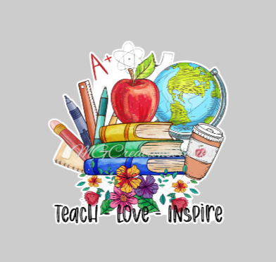 Teach love inspire clear acrylic blanks for badge reels & vinyl decal, acrylic blank, decal, vinyl decal, cast acrylic, teacher badge reel