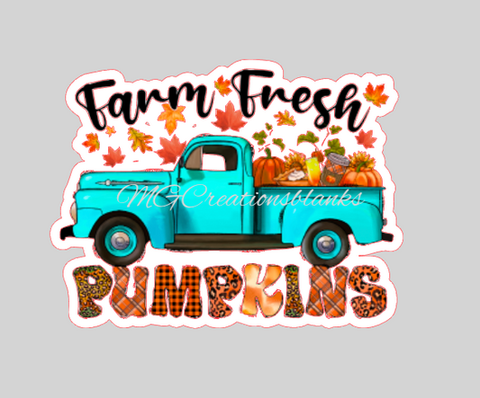 Fall pumpkin truck clear acrylic blanks for badge reels with matching vinyl decal, acrylic blank, decal, vinyl decal, Fall truck acrylic blank