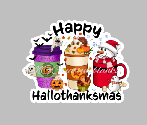 Hallothanksmas coffee clear acrylic blanks for badge reels with matching vinyl decal, acrylic blank, decal, vinyl decal, Halloween season acrylic blank, Halloween spooky season