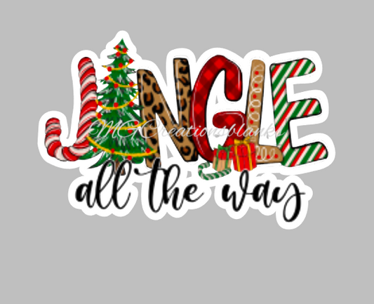 Jingle all the way clear acrylic blank for badge reel with matching vinyl decal, acrylic blank, decal, vinyl decal, Jingle all the way decal, acrylic, Jingle all the way acrylic blank