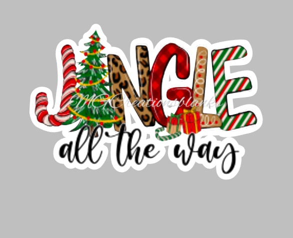 2” Jingle all the way clear acrylic blank for badge reel with matching vinyl decal, acrylic blank, decal, vinyl decal, Jingle all the way decal, acrylic, Jingle all the way acrylic blank
