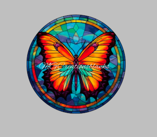 Butterfly stained glass decal and acrylic blank set for badge reels, vinyl decal, acrylic blank, decal, vinyl decal, cast acrylic, badge reel, Stained glass butterfly badge reel