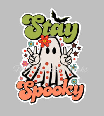 Halloween stay spooky ghost clear acrylic blanks for badge reels with matching vinyl decal, acrylic blank, decal, vinyl decal, Halloween ghost, stay spooky ghost acrylic blank, Halloween spooky season