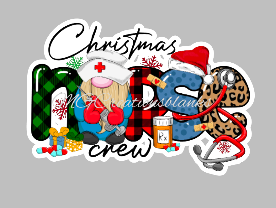 Holiday Nurse crew clear acrylic blank for badge reel with matching vinyl decal, acrylic blank, decal, vinyl decal, Christmas decal, acrylic, Christams  acrylic blank, Nurse crew, Nurse