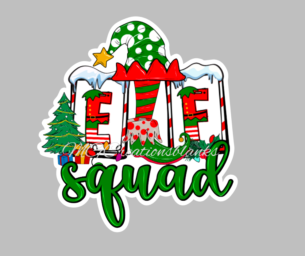 Santa's squad clear acrylic blank for badge reel with matching vinyl decal, acrylic blank, decal, vinyl decal, Santa's squad decal, acrylic, Santa Squad acrylic blank