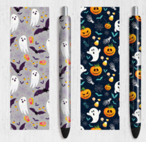 Halloween pen wrap vinyl sheet, Halloween pen wrap, pen wrap vinyl print sheet, pattern vinyl for pens, pen wrap craft vinyl for Cricut and Silhouette