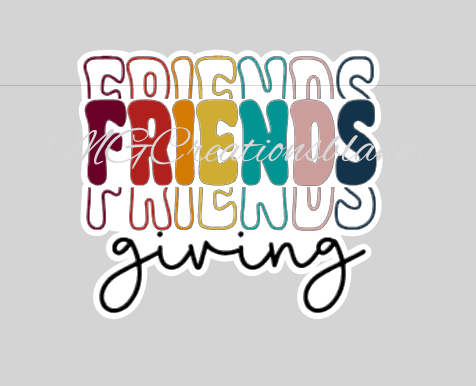 Friendsgiving clear acrylic blanks for badge reels with matching vinyl decal, acrylic blank, decal, vinyl decal, friendsgiving acrylic blank