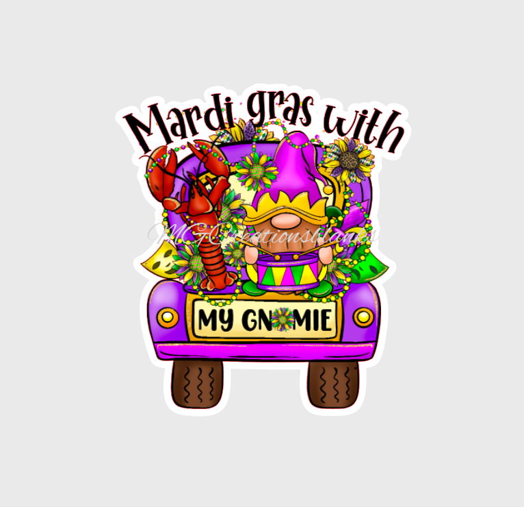 Mardi grass truck clear acrylic blanks for badge reels with matching vinyl decal, acrylic blank, decal, vinyl decal, Mardi gras acrylic blank