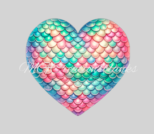 Mermaid heart clear acrylic blank for badge reels with matching vinyl decal, acrylic blank, decal, vinyl decal, Mermaid heart acrylic blank