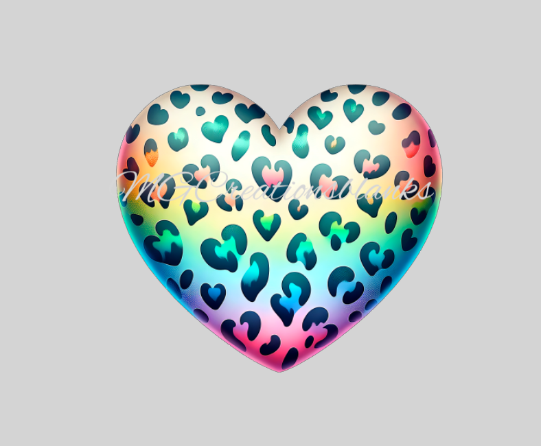 Leopard heart acrylic blanks for badge reels & vinyl decal, acrylic blank, decal, vinyl decal, Leopard clear cast acrylic, leopard badge reel