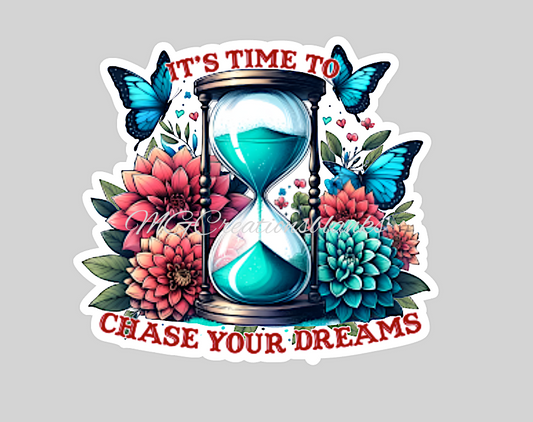 Chase your dreams clear acrylic blanks & vinyl decal, acrylic blank, decal, vinyl decal, cast acrylic, Chase your dreams clear acrylic blank badge reel, acrylic blank