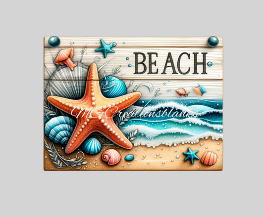 Beach acrylic blanks for badge reels & vinyl decal, acrylic blank, decal, vinyl decal, Ocean clear cast acrylic,  Beach badge reel