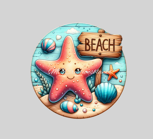 Beach acrylic blanks for badge reels & vinyl decal, acrylic blank, decal, vinyl decal, Ocean clear cast acrylic,  Beach badge reel