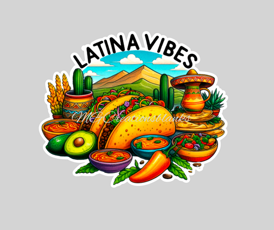 Latina vibes clear acrylic blanks for badge reels with matching vinyl decal, acrylic blank, decal, vinyl decal, 5 de Mayo, Mexican party blank