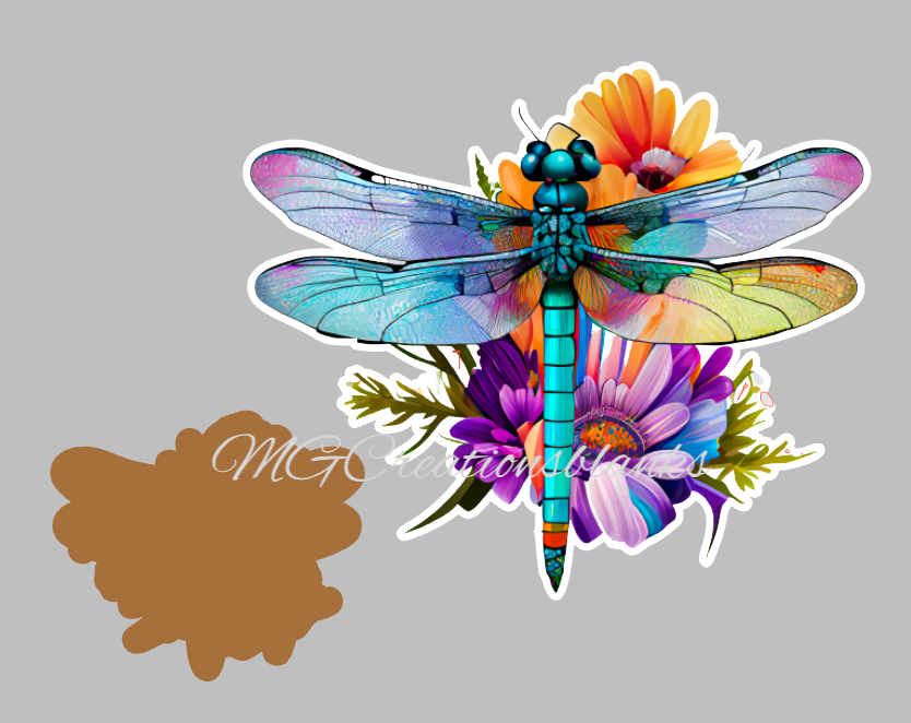 Dragonfly clear acrylic blanks for badge reels with matching vinyl decal, acrylic blank, decal, vinyl decal, Dragonfly decal, acrylic