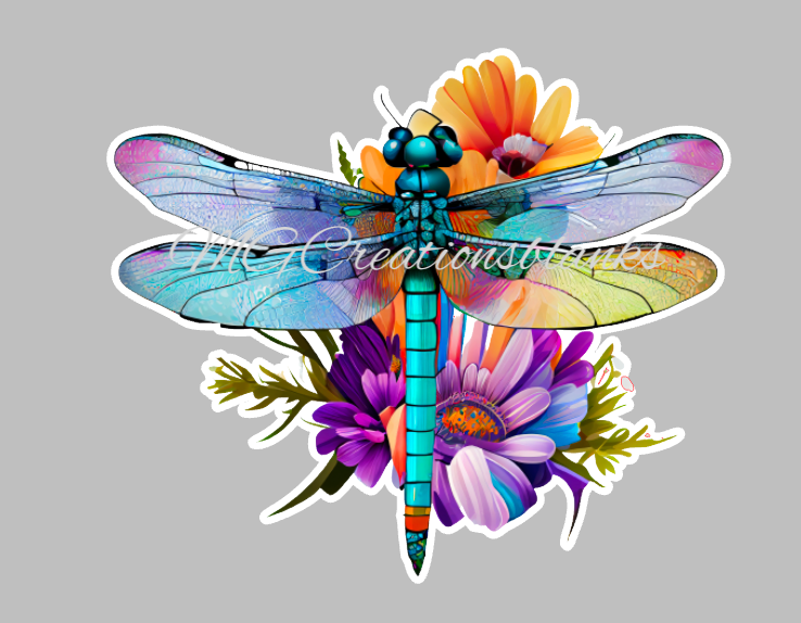 Dragonfly clear acrylic blanks for badge reels with matching vinyl decal, acrylic blank, decal, vinyl decal, Dragonfly decal, acrylic