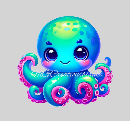 Octopus clear acrylic blanks for badge reels with matching vinyl decal, Octopus acrylic blank, decal, vinyl decal, Octopus decal, acrylic