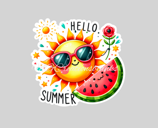 Hello summer acrylic blanks for badge reels & vinyl decal, acrylic blank, decal, vinyl decal, Summer clear cast acrylic, Summer badge reel