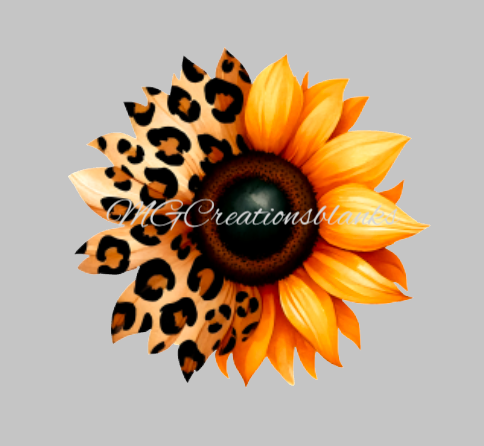 Watercolor Leopard Sunflower acrylic blanks for badge reels & vinyl decal, acrylic blank, decal, vinyl decal, cast acrylic, badge reel, sunflower badge reel, sunflower