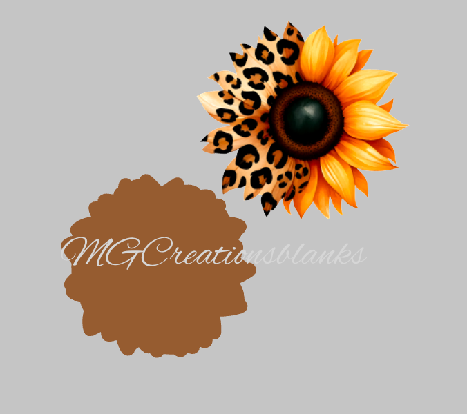 Watercolor Leopard Sunflower acrylic blanks for badge reels & vinyl decal, acrylic blank, decal, vinyl decal, cast acrylic, badge reel, sunflower badge reel, sunflower