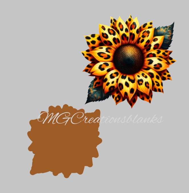 Leopard Sunflower acrylic blanks for badge reels & vinyl decal, acrylic blank, decal, vinyl decal, cast acrylic, badge reel, sunflower badge reel, sunflower