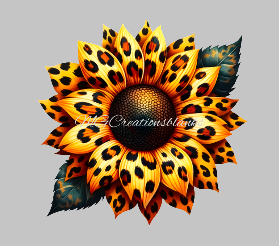 Leopard Sunflower acrylic blanks for badge reels & vinyl decal, acrylic blank, decal, vinyl decal, cast acrylic, badge reel, sunflower badge reel, sunflower