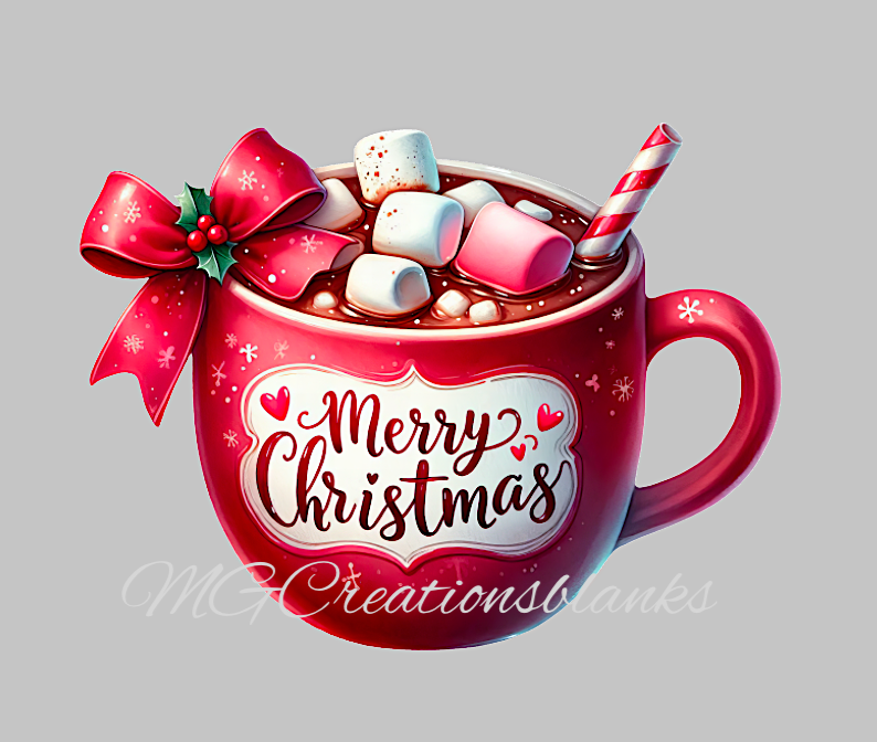 Christmas Hot Cocoa acrylic blank for badge reel with matching vinyl decal, acrylic blank, decal, vinyl decal, Santa decal, acrylic, Hot cocoa, Merry Christmas