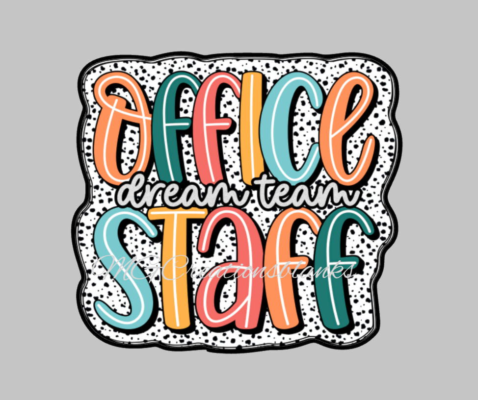 Office staff clear acrylic blanks for badge reels with matching vinyl decal, acrylic blank, decal, vinyl decal, Office staff acrylic blanks, clerk