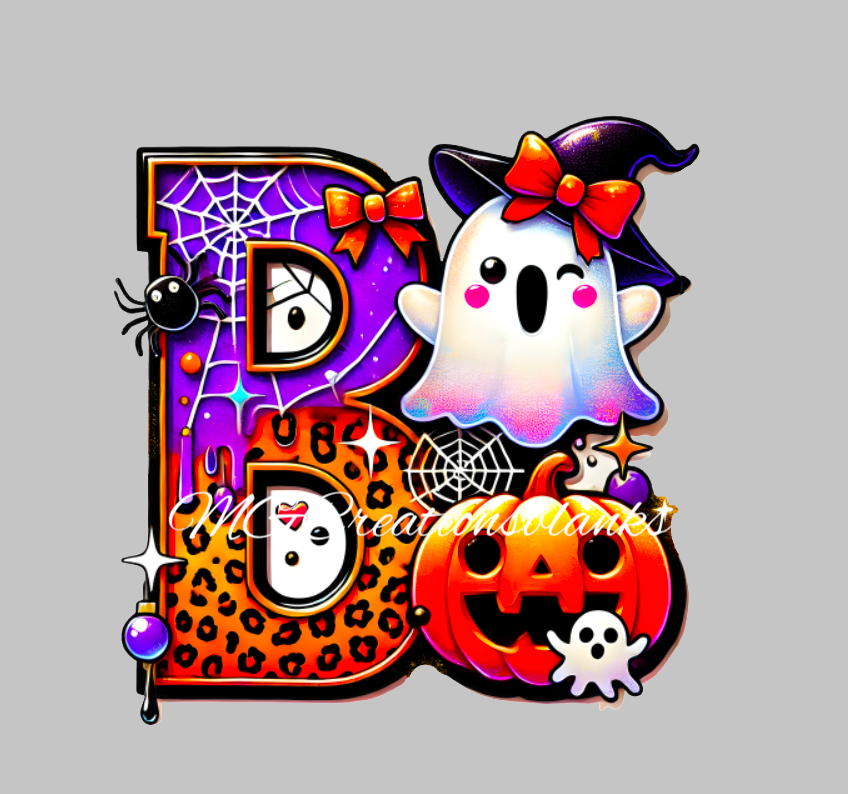 Halloween BOO clear acrylic blanks for badge reels with matching vinyl decal, BOO acrylic blank, Boo decal, vinyl decal, ghost acrylic blank, Halloween