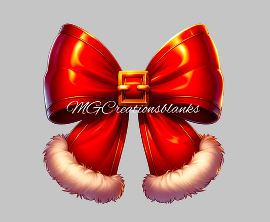 Santa bow clear acrylic blank for badge reel with matching vinyl decal, acrylic blank, Santa Bow decal, vinyl decal, Christmas Santa bow