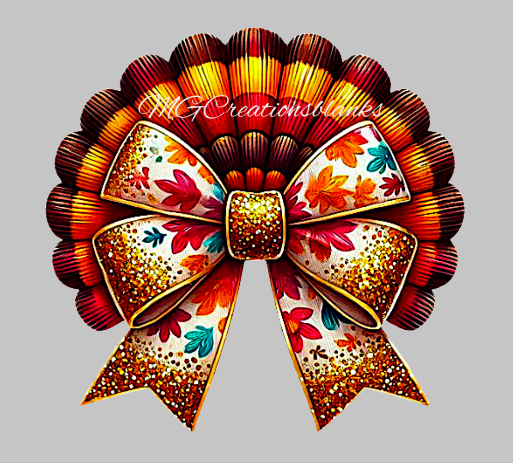 Croquette Thanksgiving bow clear acrylic blanks for badge reels with matching vinyl decal, acrylic blank, decal, vinyl decal, Croquette fall bow, Croquette Autumn bow, Thanksgiving, Turkey