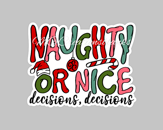 Naughty or nice clear acrylic blank for badge reel with matching vinyl decal, Dear Santa acrylic blank, decal, Naughty or nice vinyl decal, Christmas decal, acrylic, Dear Santa acrylic blank