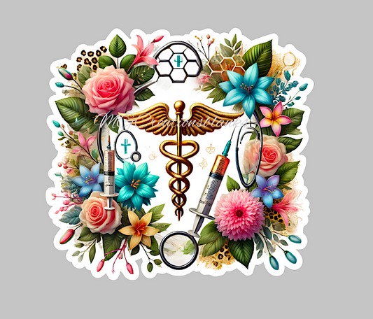 Nurse Caduceus medical acrylic blanks for badge reels & vinyl decal, acrylic blank, decal, vinyl decal, cast acrylic, reel, Nurse Caduceus medical badge reel, Nurse Caduceus medical